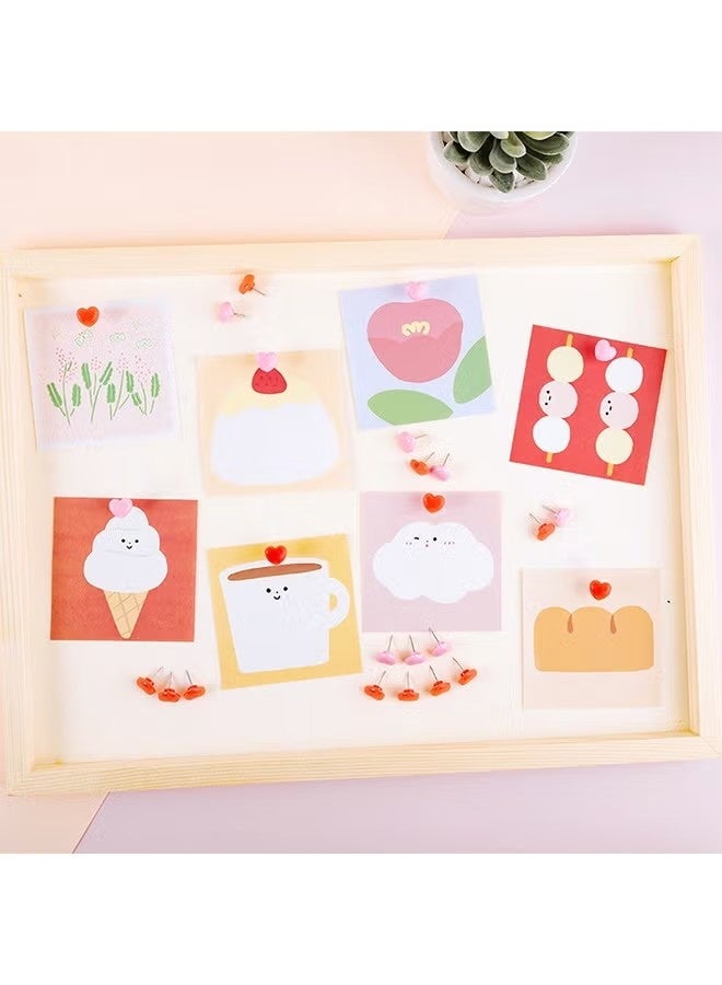 ١٠٠ دبوس ضغط، دبابيس بلاستيكية وردية وحمراء على شكل قلب، مقاس ٠.٤٩ بوصة، دبابيس إبهام لطيفة لتزيين لوحات الإعلانات ولوحات الفلين، للمنزل والمدرسة والمكتب - Image 2